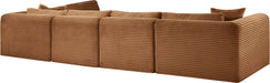 Meridian Furniture - Shaggy 140" Saddle Corduroy Performance Fabric Upholstered 5 pc. Sectional - 641Saddle-Sec5B - GreatFurnitureDeal