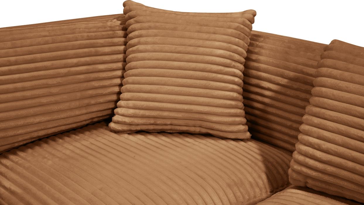 Meridian Furniture - Shaggy 140" Saddle Corduroy Performance Fabric Upholstered 6 pc. Sectional - 641Saddle-Sec6A - GreatFurnitureDeal