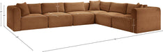 Meridian Furniture - Shaggy 140" Saddle Corduroy Performance Fabric Upholstered 6 pc. Sectional - 641Saddle-Sec6A - GreatFurnitureDeal