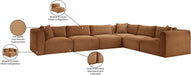 Meridian Furniture - Shaggy 140" Saddle Corduroy Performance Fabric Upholstered 6 pc. Sectional - 641Saddle-Sec6A - GreatFurnitureDeal
