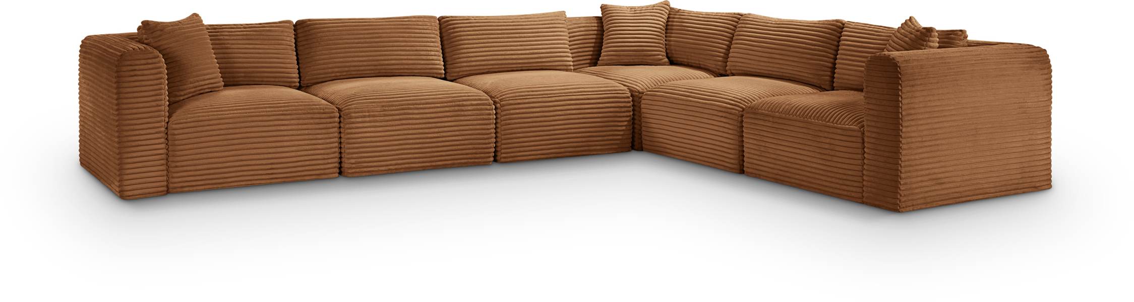 Meridian Furniture - Shaggy 140" Saddle Corduroy Performance Fabric Upholstered 6 pc. Sectional - 641Saddle-Sec6A - GreatFurnitureDeal