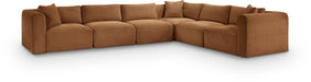 Meridian Furniture - Shaggy 140" Saddle Corduroy Performance Fabric Upholstered 6 pc. Sectional - 641Saddle-Sec6A - GreatFurnitureDeal