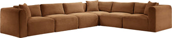 Meridian Furniture - Shaggy 140" Saddle Corduroy Performance Fabric Upholstered 6 pc. Sectional - 641Saddle-Sec6A - GreatFurnitureDeal