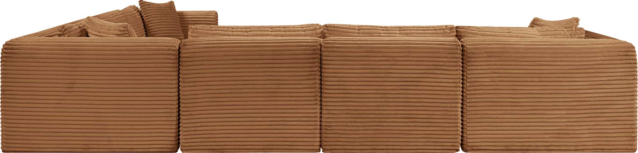 Meridian Furniture - Shaggy 140" Saddle Corduroy Performance Fabric Upholstered 6 pc. Sectional - 641Saddle-Sec6A - GreatFurnitureDeal