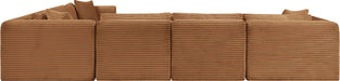Meridian Furniture - Shaggy 140" Saddle Corduroy Performance Fabric Upholstered 6 pc. Sectional - 641Saddle-Sec6A - GreatFurnitureDeal