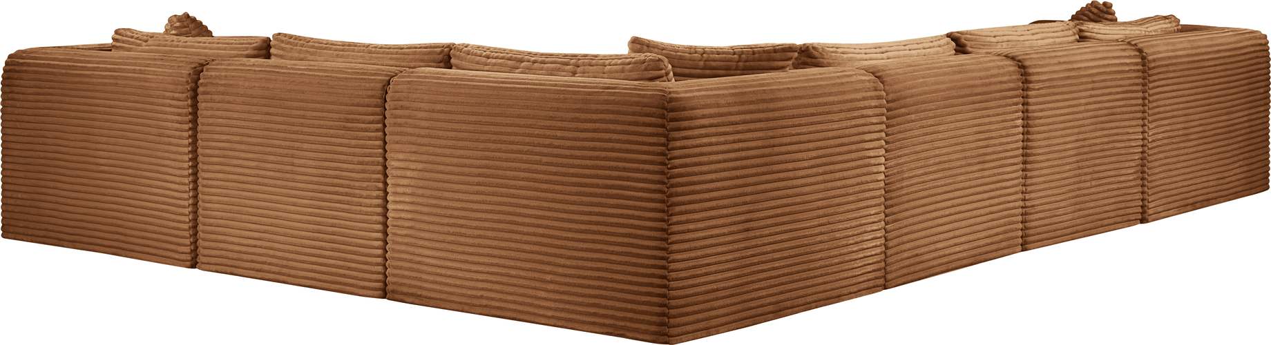 Meridian Furniture - Shaggy 140" Saddle Corduroy Performance Fabric Upholstered 6 pc. Sectional - 641Saddle-Sec6A - GreatFurnitureDeal