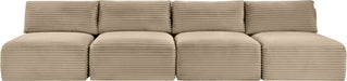 Meridian Furniture - Shaggy 124" Taupe Corduroy Performance Fabric Upholstered 4 pc. Armless Sofa - 641Taupe-S124 - GreatFurnitureDeal