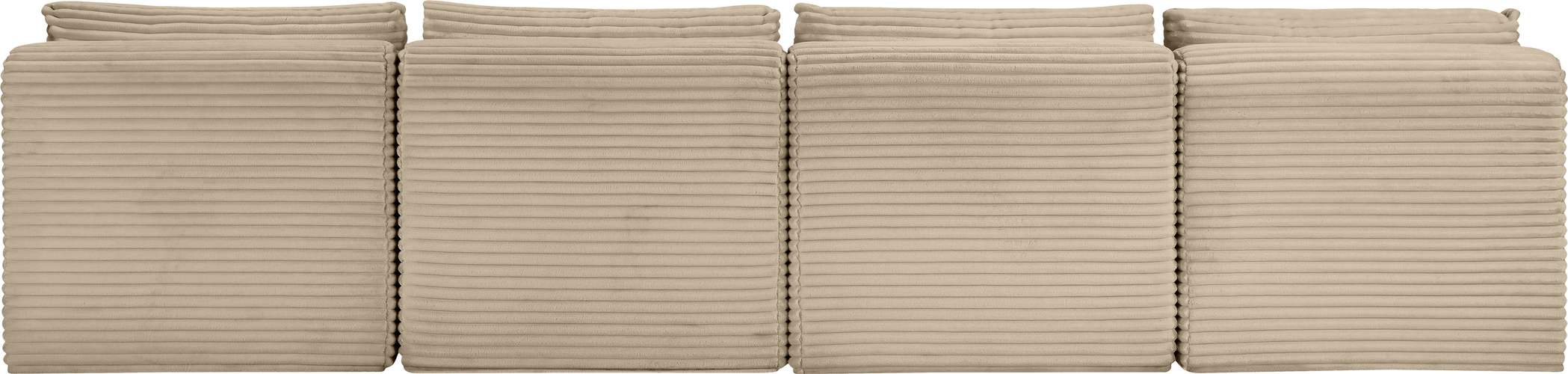 Meridian Furniture - Shaggy 124" Taupe Corduroy Performance Fabric Upholstered 4 pc. Armless Sofa - 641Taupe-S124 - GreatFurnitureDeal