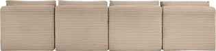 Meridian Furniture - Shaggy 124" Taupe Corduroy Performance Fabric Upholstered 4 pc. Armless Sofa - 641Taupe-S124 - GreatFurnitureDeal