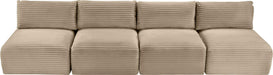 Meridian Furniture - Shaggy 124" Taupe Corduroy Performance Fabric Upholstered 4 pc. Armless Sofa - 641Taupe-S124 - GreatFurnitureDeal
