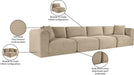 Meridian Furniture - Shaggy 140" Taupe Corduroy Performance Fabric Upholstered 4 pc. Sofa - 641Taupe-S140 - GreatFurnitureDeal