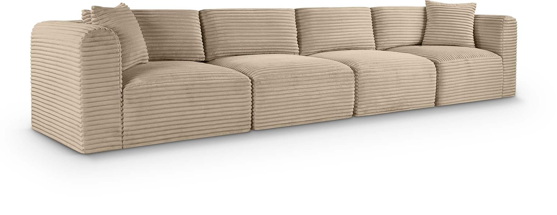 Meridian Furniture - Shaggy 140" Taupe Corduroy Performance Fabric Upholstered 4 pc. Sofa - 641Taupe-S140 - GreatFurnitureDeal