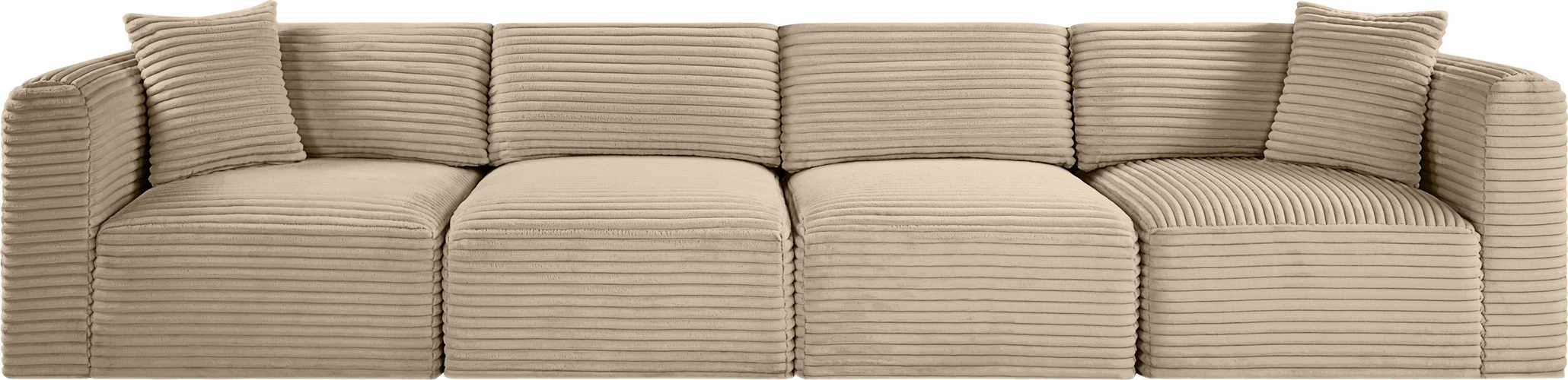 Meridian Furniture - Shaggy 140" Taupe Corduroy Performance Fabric Upholstered 4 pc. Sofa - 641Taupe-S140 - GreatFurnitureDeal