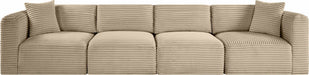 Meridian Furniture - Shaggy 140" Taupe Corduroy Performance Fabric Upholstered 4 pc. Sofa - 641Taupe-S140 - GreatFurnitureDeal