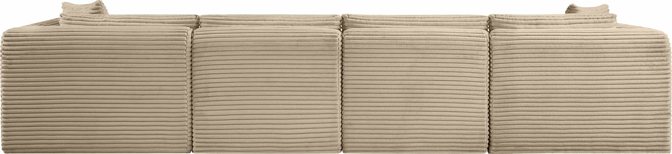 Meridian Furniture - Shaggy 140" Taupe Corduroy Performance Fabric Upholstered 4 pc. Sofa - 641Taupe-S140 - GreatFurnitureDeal
