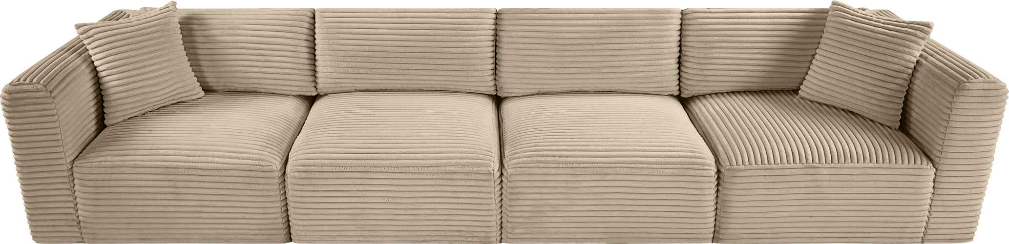 Meridian Furniture - Shaggy 140" Taupe Corduroy Performance Fabric Upholstered 4 pc. Sofa - 641Taupe-S140 - GreatFurnitureDeal