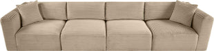 Meridian Furniture - Shaggy 140" Taupe Corduroy Performance Fabric Upholstered 4 pc. Sofa - 641Taupe-S140 - GreatFurnitureDeal
