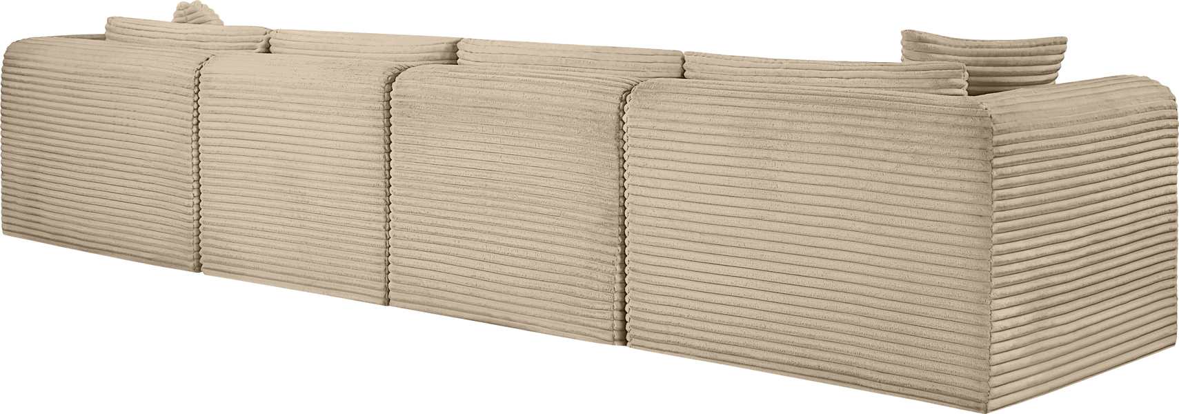 Meridian Furniture - Shaggy 140" Taupe Corduroy Performance Fabric Upholstered 4 pc. Sofa - 641Taupe-S140 - GreatFurnitureDeal