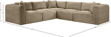 Meridian Furniture - Shaggy 109" Taupe Corduroy Performance Fabric Upholstered 5 pc. Sectional - 641Taupe-Sec5C - GreatFurnitureDeal