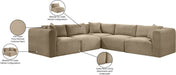 Meridian Furniture - Shaggy 109" Taupe Corduroy Performance Fabric Upholstered 5 pc. Sectional - 641Taupe-Sec5C - GreatFurnitureDeal