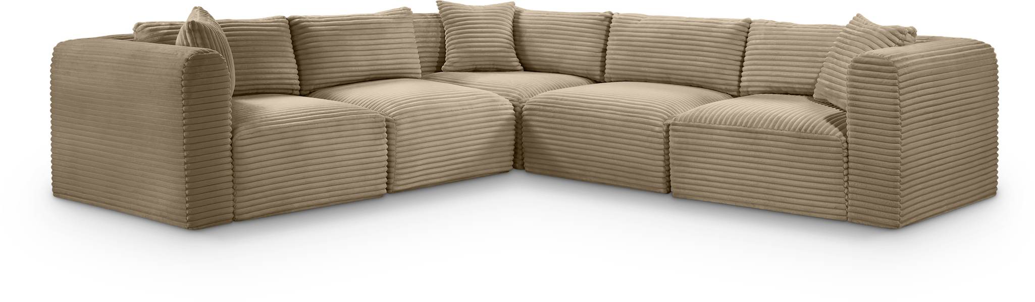 Meridian Furniture - Shaggy 109" Taupe Corduroy Performance Fabric Upholstered 5 pc. Sectional - 641Taupe-Sec5C - GreatFurnitureDeal