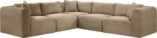 Meridian Furniture - Shaggy 109" Taupe Corduroy Performance Fabric Upholstered 5 pc. Sectional - 641Taupe-Sec5C - GreatFurnitureDeal