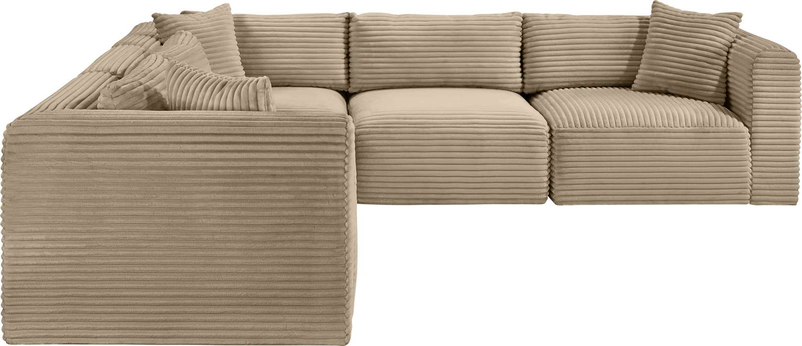 Meridian Furniture - Shaggy 109" Taupe Corduroy Performance Fabric Upholstered 5 pc. Sectional - 641Taupe-Sec5C - GreatFurnitureDeal
