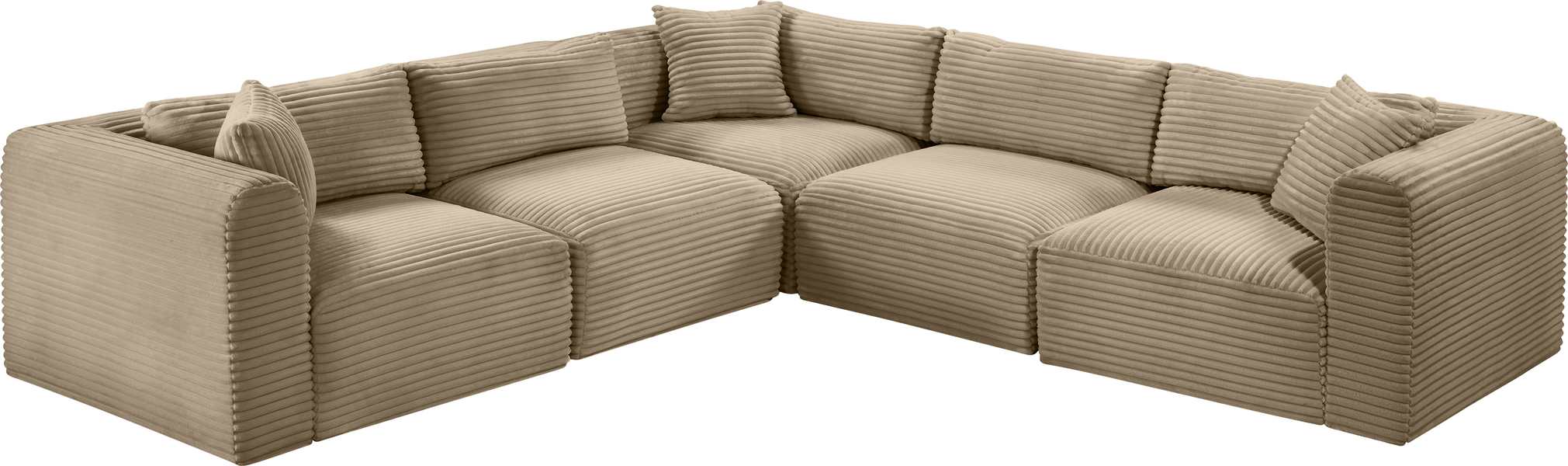 Meridian Furniture - Shaggy 109" Taupe Corduroy Performance Fabric Upholstered 5 pc. Sectional - 641Taupe-Sec5C - GreatFurnitureDeal