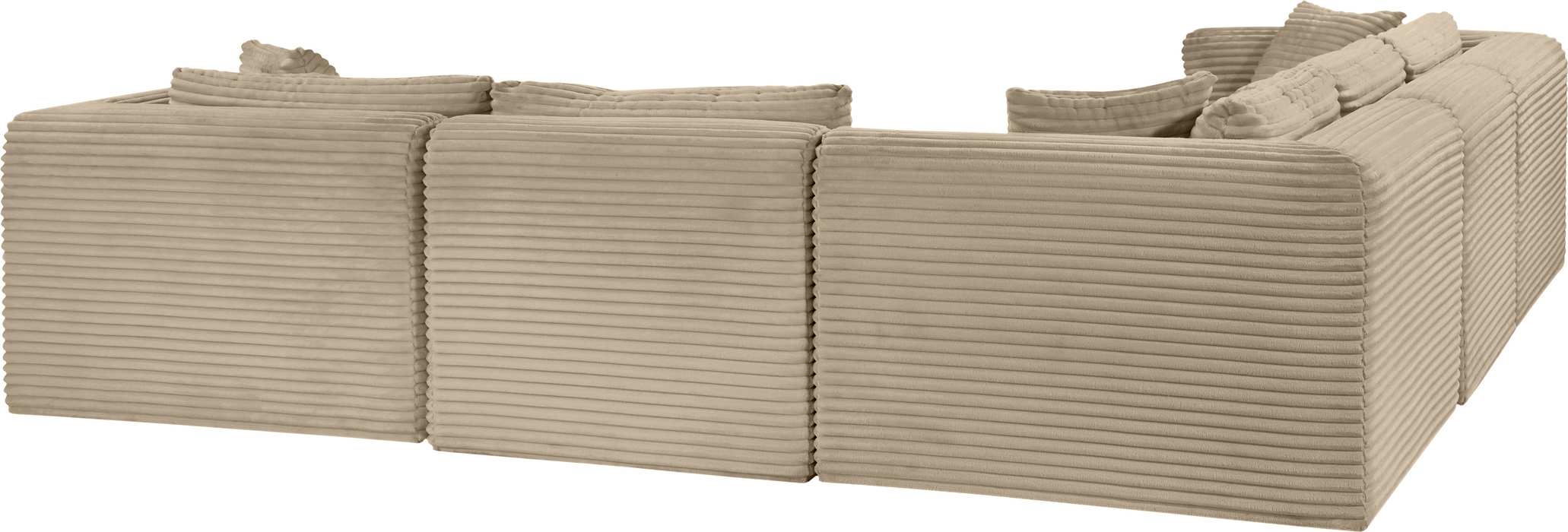 Meridian Furniture - Shaggy 109" Taupe Corduroy Performance Fabric Upholstered 5 pc. Sectional - 641Taupe-Sec5C - GreatFurnitureDeal