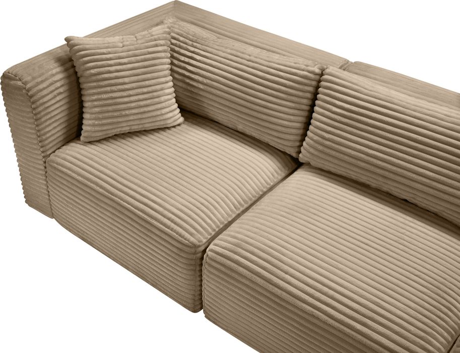 Meridian Furniture - Shaggy 109" Taupe Corduroy Performance Fabric Upholstered 5 pc. Sectional - 641Taupe-Sec5C - GreatFurnitureDeal