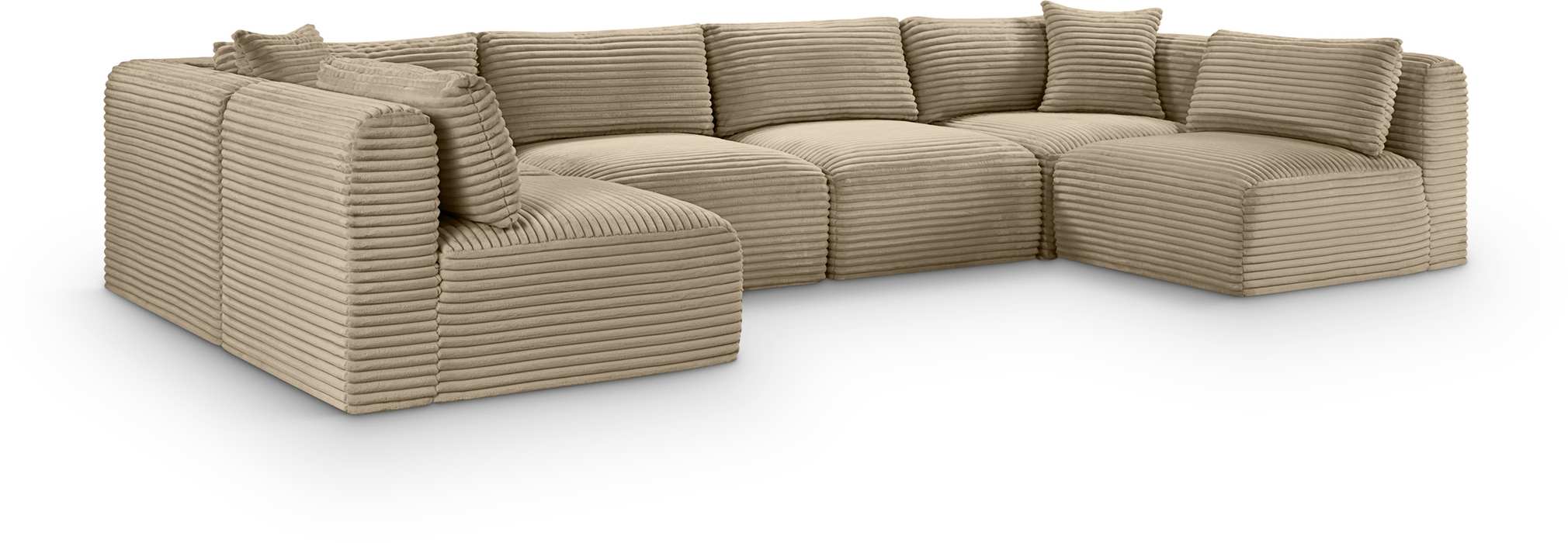 Meridian Furniture - Shaggy 140" Taupe Corduroy Performance Fabric Upholstered 6 pc. Sectional - 641Taupe-Sec6B - GreatFurnitureDeal