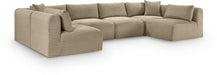 Meridian Furniture - Shaggy 140" Taupe Corduroy Performance Fabric Upholstered 6 pc. Sectional - 641Taupe-Sec6B - GreatFurnitureDeal