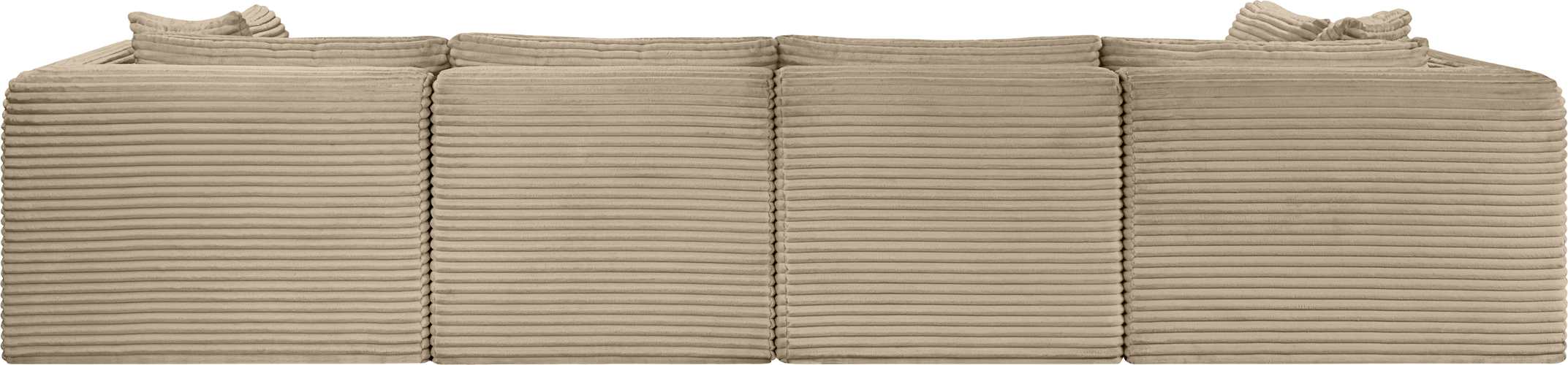 Meridian Furniture - Shaggy 140" Taupe Corduroy Performance Fabric Upholstered 6 pc. Sectional - 641Taupe-Sec6B - GreatFurnitureDeal