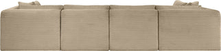 Meridian Furniture - Shaggy 140" Taupe Corduroy Performance Fabric Upholstered 6 pc. Sectional - 641Taupe-Sec6B - GreatFurnitureDeal