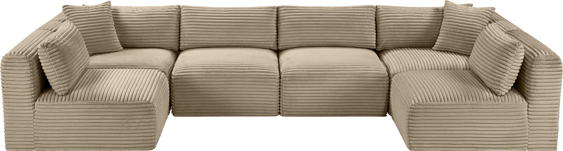 Meridian Furniture - Shaggy 140" Taupe Corduroy Performance Fabric Upholstered 6 pc. Sectional - 641Taupe-Sec6B - GreatFurnitureDeal