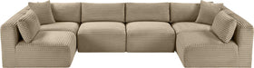 Meridian Furniture - Shaggy 140" Taupe Corduroy Performance Fabric Upholstered 6 pc. Sectional - 641Taupe-Sec6B - GreatFurnitureDeal