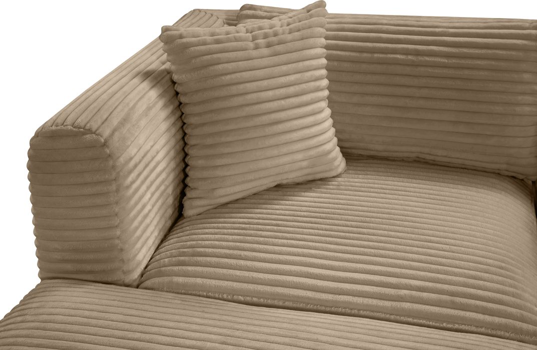 Meridian Furniture - Shaggy 140" Taupe Corduroy Performance Fabric Upholstered 6 pc. Sectional - 641Taupe-Sec6D - GreatFurnitureDeal