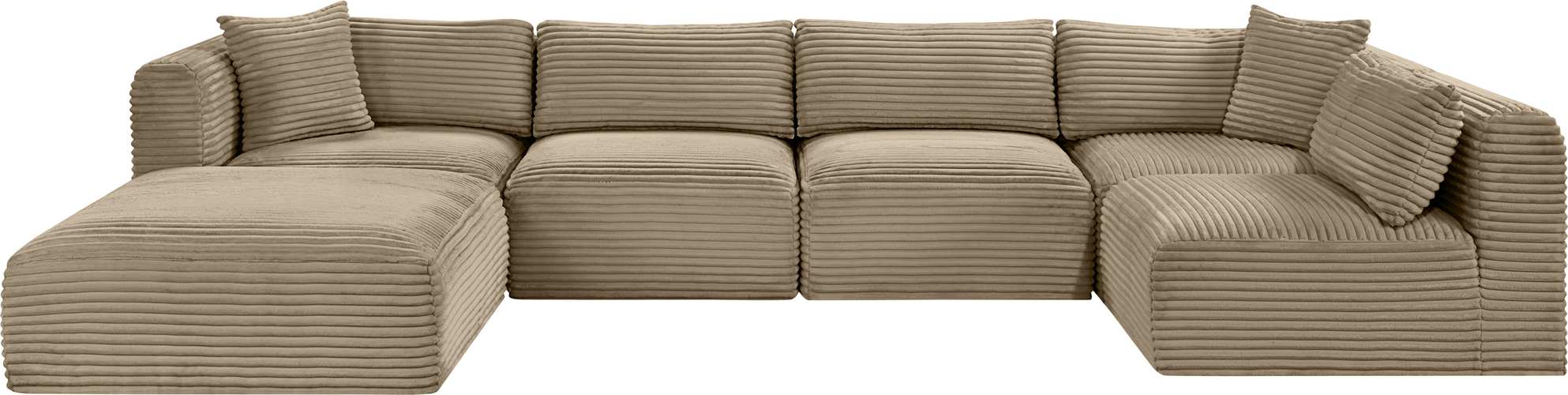 Meridian Furniture - Shaggy 140" Taupe Corduroy Performance Fabric Upholstered 6 pc. Sectional - 641Taupe-Sec6D - GreatFurnitureDeal