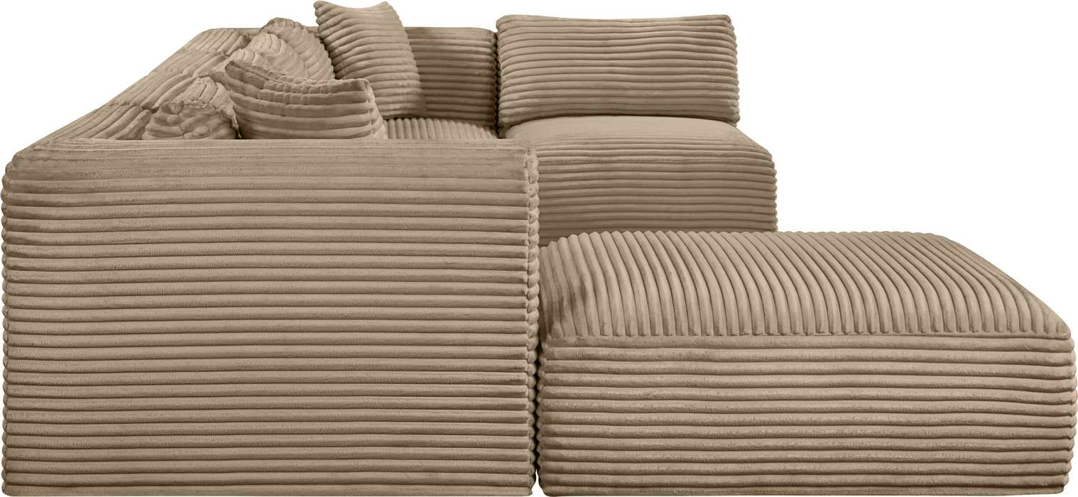 Meridian Furniture - Shaggy 140" Taupe Corduroy Performance Fabric Upholstered 6 pc. Sectional - 641Taupe-Sec6D - GreatFurnitureDeal