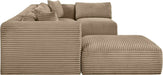 Meridian Furniture - Shaggy 140" Taupe Corduroy Performance Fabric Upholstered 6 pc. Sectional - 641Taupe-Sec6D - GreatFurnitureDeal