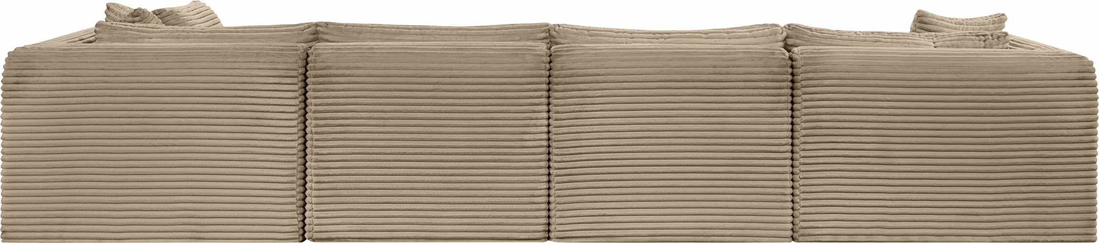 Meridian Furniture - Shaggy 140" Taupe Corduroy Performance Fabric Upholstered 6 pc. Sectional - 641Taupe-Sec6D - GreatFurnitureDeal
