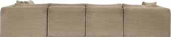 Meridian Furniture - Shaggy 140" Taupe Corduroy Performance Fabric Upholstered 6 pc. Sectional - 641Taupe-Sec6D - GreatFurnitureDeal