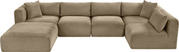 Meridian Furniture - Shaggy 140" Taupe Corduroy Performance Fabric Upholstered 6 pc. Sectional - 641Taupe-Sec6D - GreatFurnitureDeal