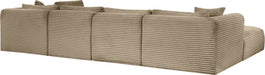 Meridian Furniture - Shaggy 140" Taupe Corduroy Performance Fabric Upholstered 6 pc. Sectional - 641Taupe-Sec6D - GreatFurnitureDeal