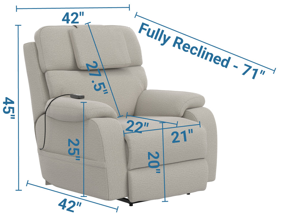 Catnapper - Dreamtime Power Headrest Power Lay Flat Recliner w/CR3 Heat/Massage/Zero Gravity in Beach - 642567-BEACH