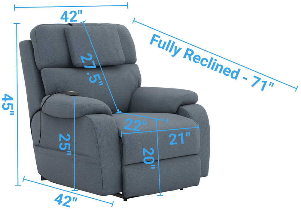 Catnapper - Dreamtime Power Headrest Power Lay Flat Recliner w/CR3 Heat/Massage/Zero Gravity in Haze - 642567-HAZE