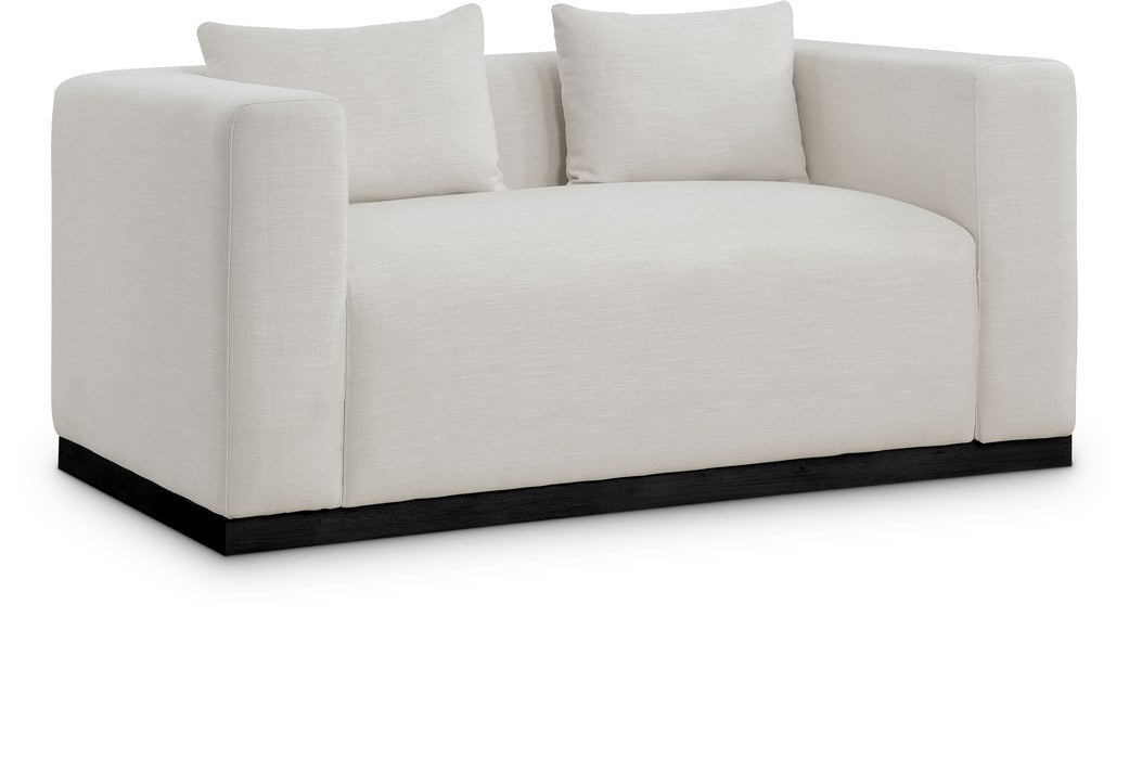 Meridian Furniture - Alfie 67" Beige Linen Textured Fabric Upholstered Loveseat - 642Beige-L - GreatFurnitureDeal