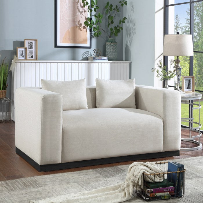 Meridian Furniture - Alfie 67" Beige Linen Textured Fabric Upholstered Loveseat - 642Beige-L - GreatFurnitureDeal