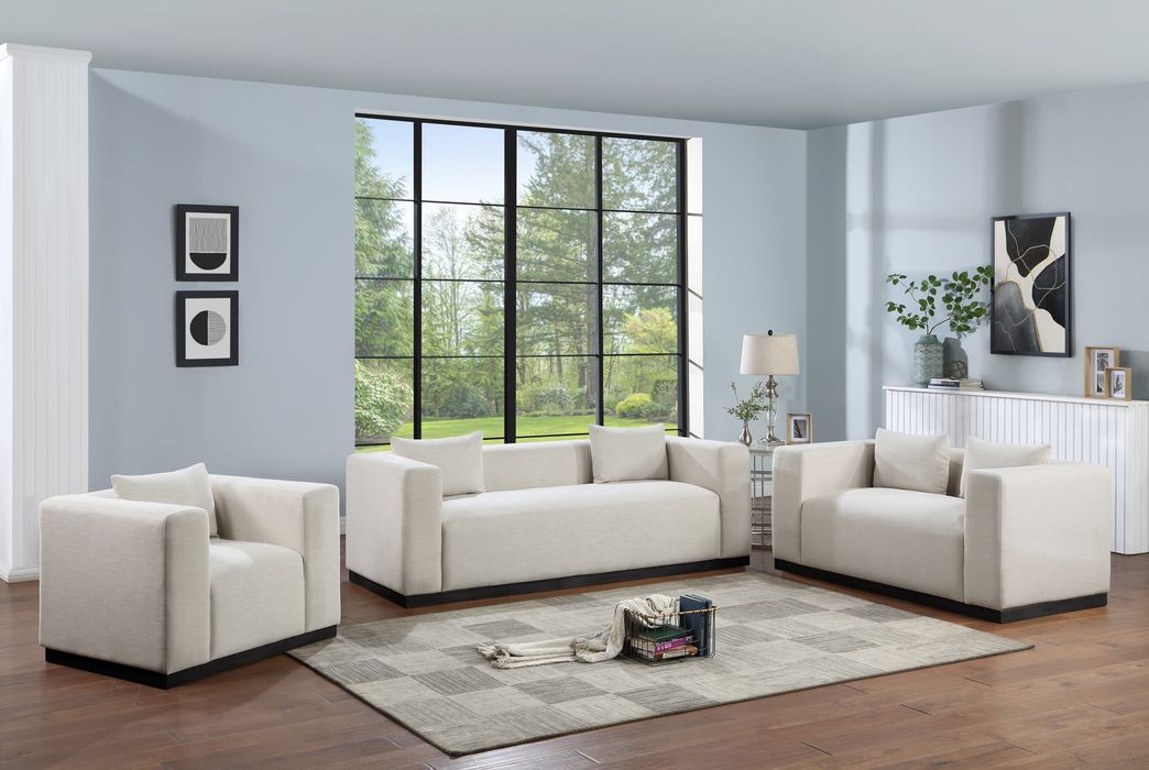 Meridian Furniture - Alfie 67" Beige Linen Textured Fabric Upholstered Loveseat - 642Beige-L - GreatFurnitureDeal