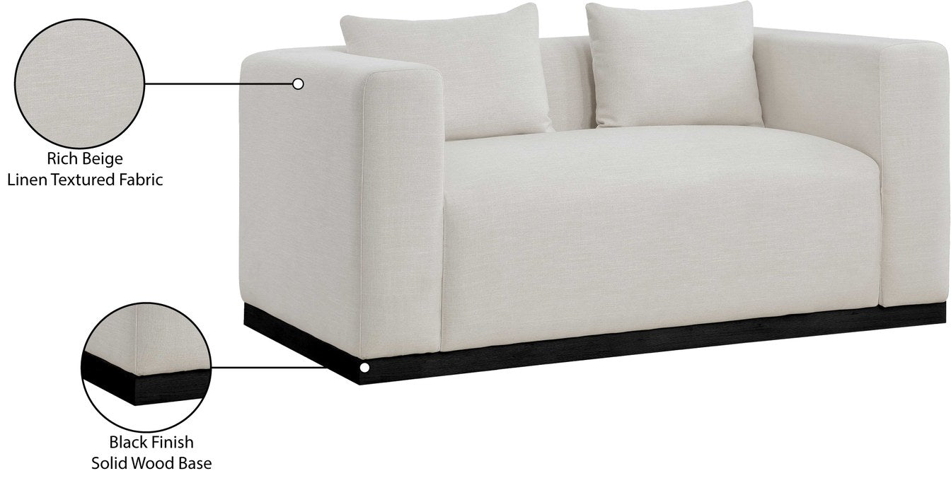 Meridian Furniture - Alfie 67" Beige Linen Textured Fabric Upholstered Loveseat - 642Beige-L - GreatFurnitureDeal